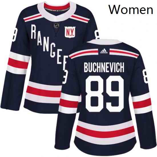 Womens Adidas New York Rangers 89 Pavel Buchnevich Authentic Navy Blue 2018 Winter Classic NHL Jersey